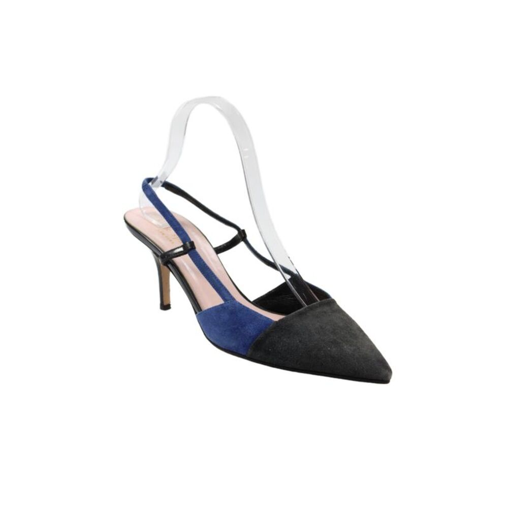 Kate Spade New York Womens Suede Slingback Pump Heels Black Size 8